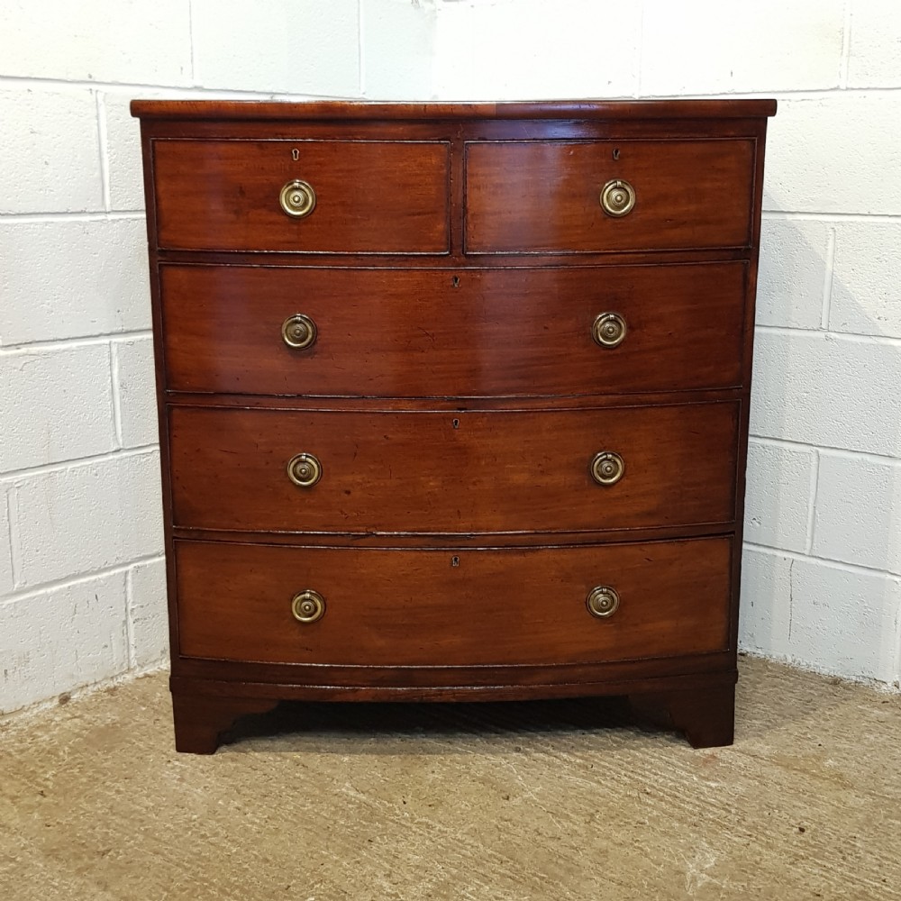 ANTIQUE REGENCY MAHOGANY BOW FRONT CHEST OF DRAWERS C1820 View III