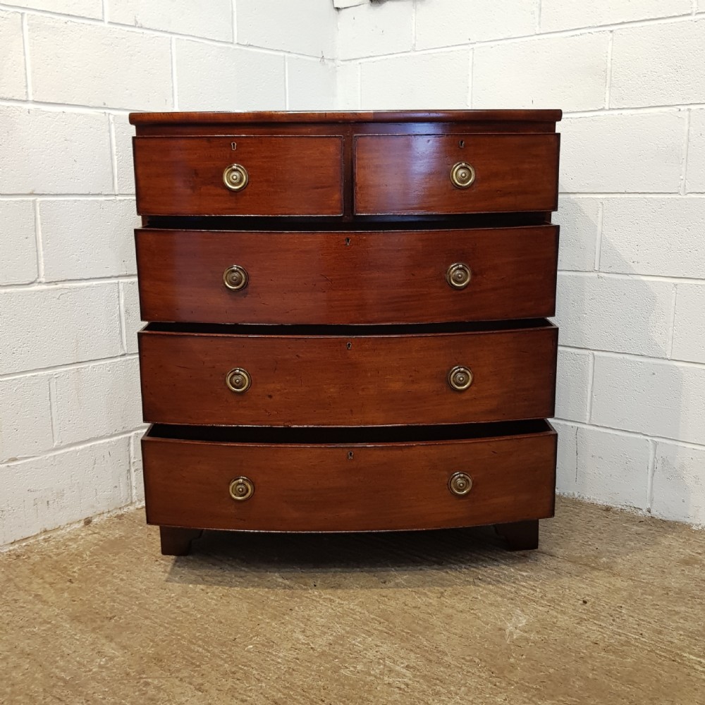 ANTIQUE REGENCY MAHOGANY BOW FRONT CHEST OF DRAWERS C1820 View VI
