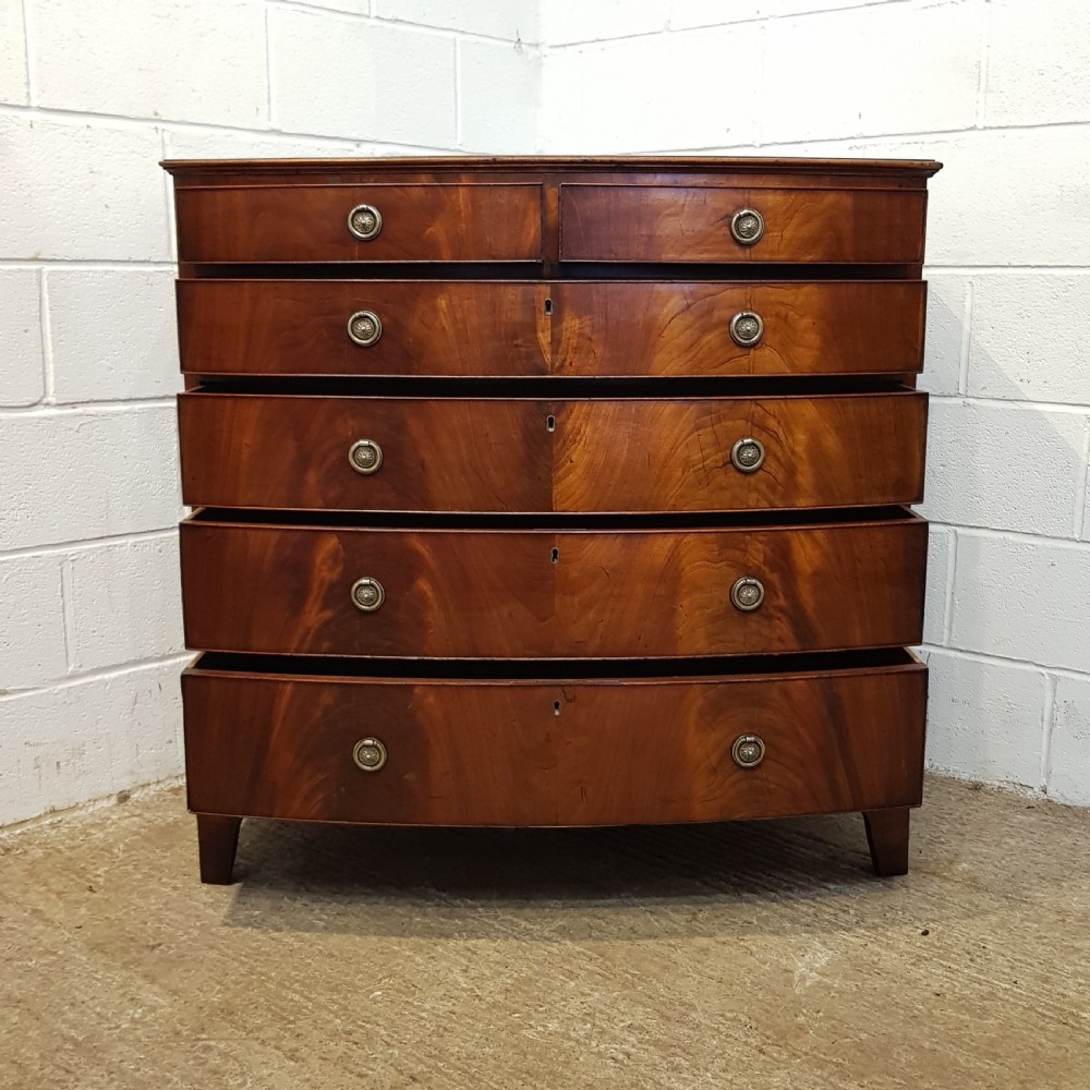 ANTIQUE REGENCY MAHOGANY BOW FRONT CHEST OF DRAWERS C1820 View III