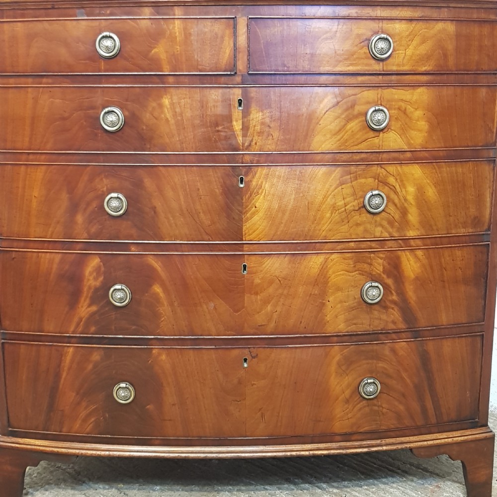 ANTIQUE REGENCY MAHOGANY BOW FRONT CHEST OF DRAWERS C1820 View IV
