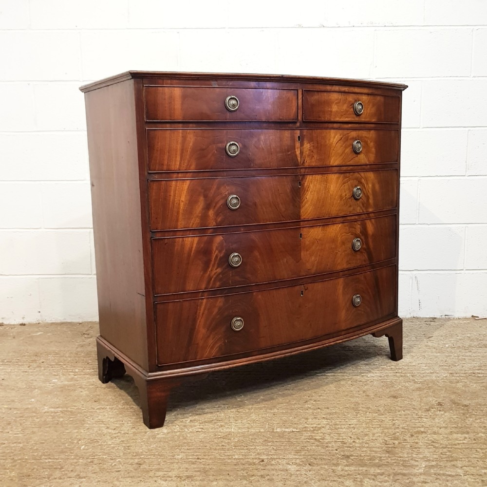 ANTIQUE REGENCY MAHOGANY BOW FRONT CHEST OF DRAWERS C1820 View V