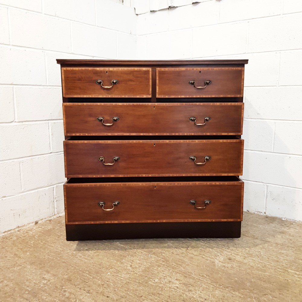 ANTIQUE EDWARDIAN INLAID MAHOGANY CHEST OF DRAWERS C1900 View IV