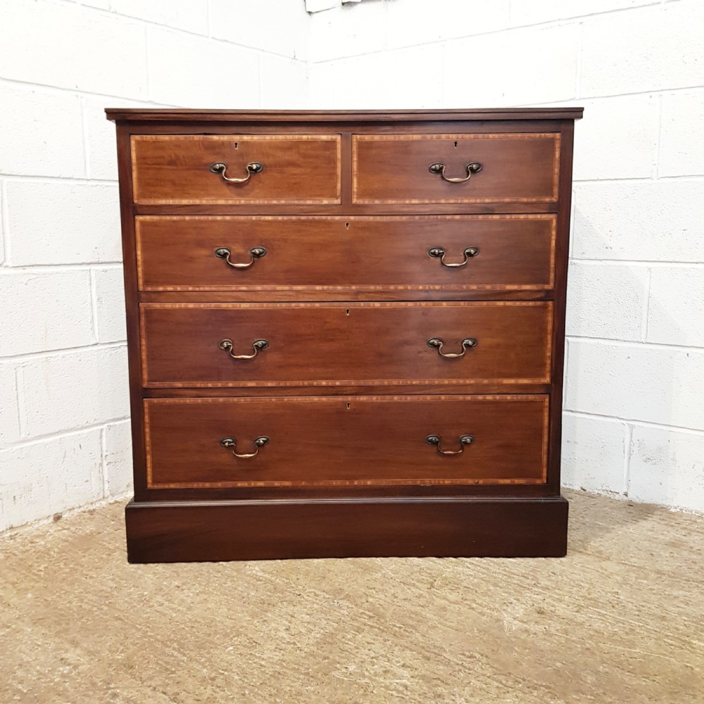ANTIQUE EDWARDIAN INLAID MAHOGANY CHEST OF DRAWERS C1900 View VII
