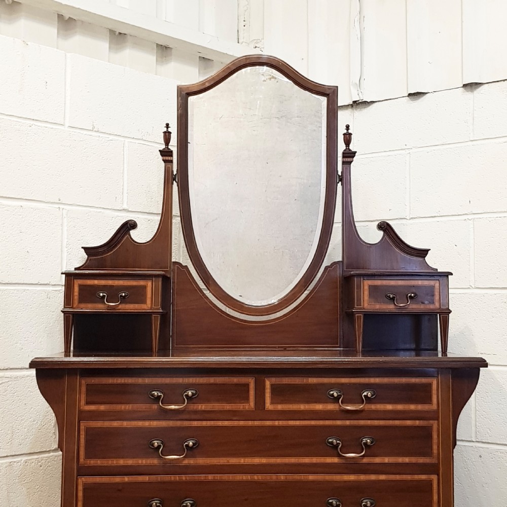 ANTIQUE EDWARDIAN INLAID MAHOGANY DRESSING TABLE C1900 View IV