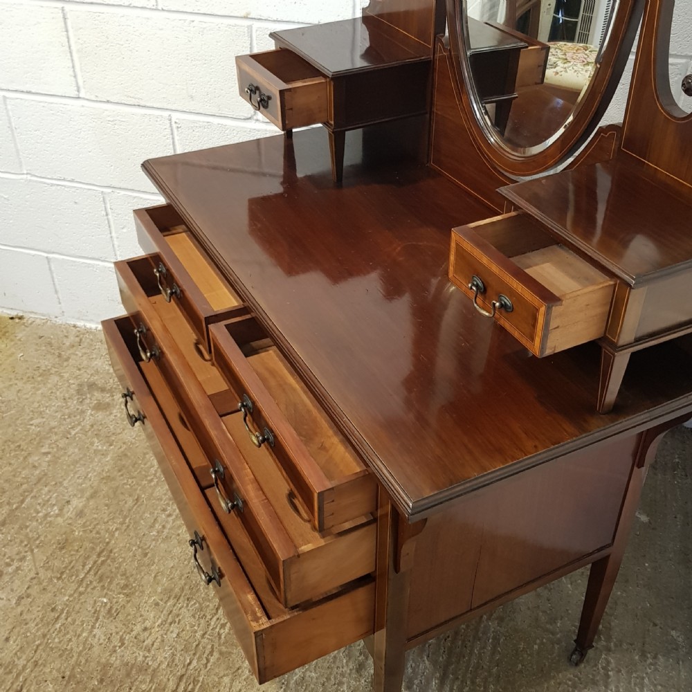 ANTIQUE EDWARDIAN INLAID MAHOGANY DRESSING TABLE C1900 View V
