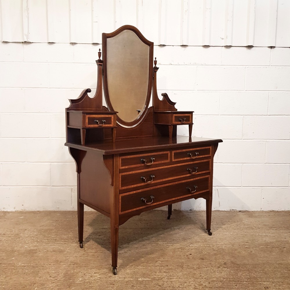ANTIQUE EDWARDIAN INLAID MAHOGANY DRESSING TABLE C1900 View VI