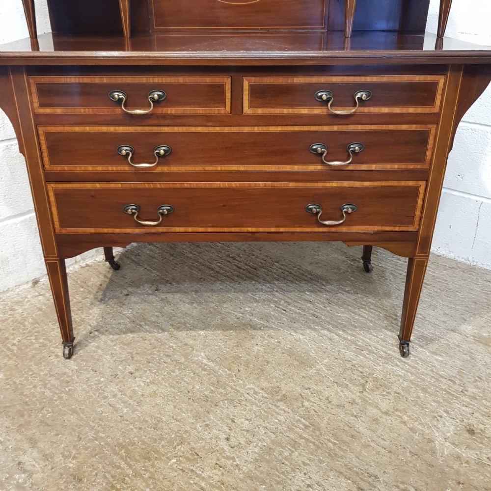 ANTIQUE EDWARDIAN INLAID MAHOGANY DRESSING TABLE C1900 View VII