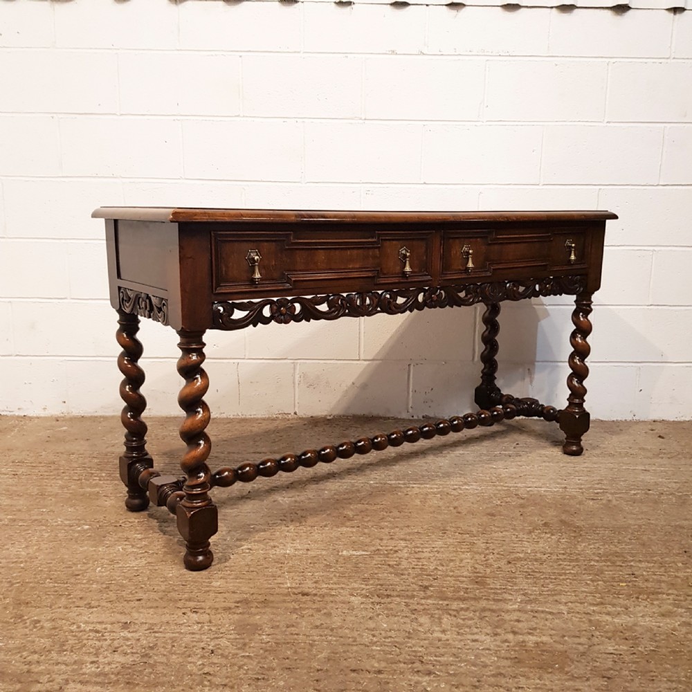 ANTIQUE BURR WALNUT AND OAK CONSOLE TABLE C1920 View II