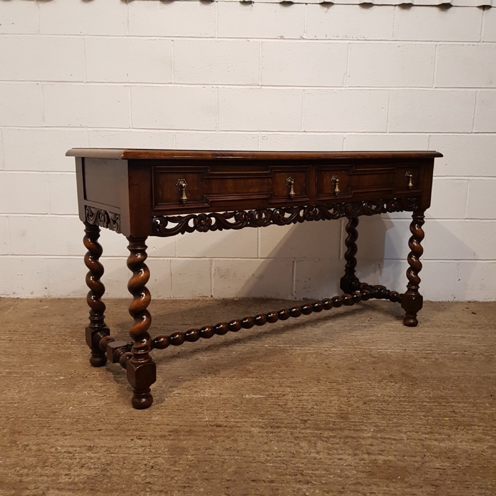 ANTIQUE BURR WALNUT AND OAK CONSOLE TABLE C1920 View IV