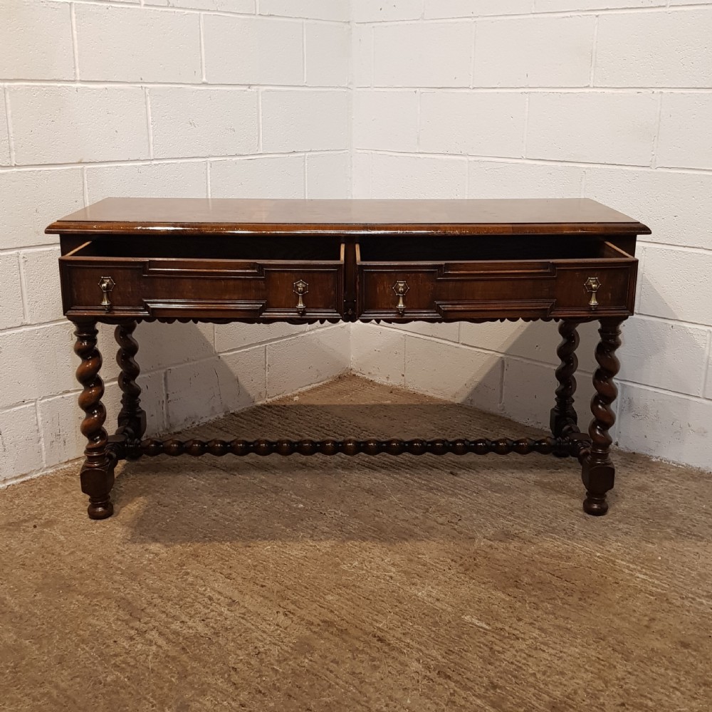 ANTIQUE BURR WALNUT AND OAK CONSOLE TABLE C1920 View V