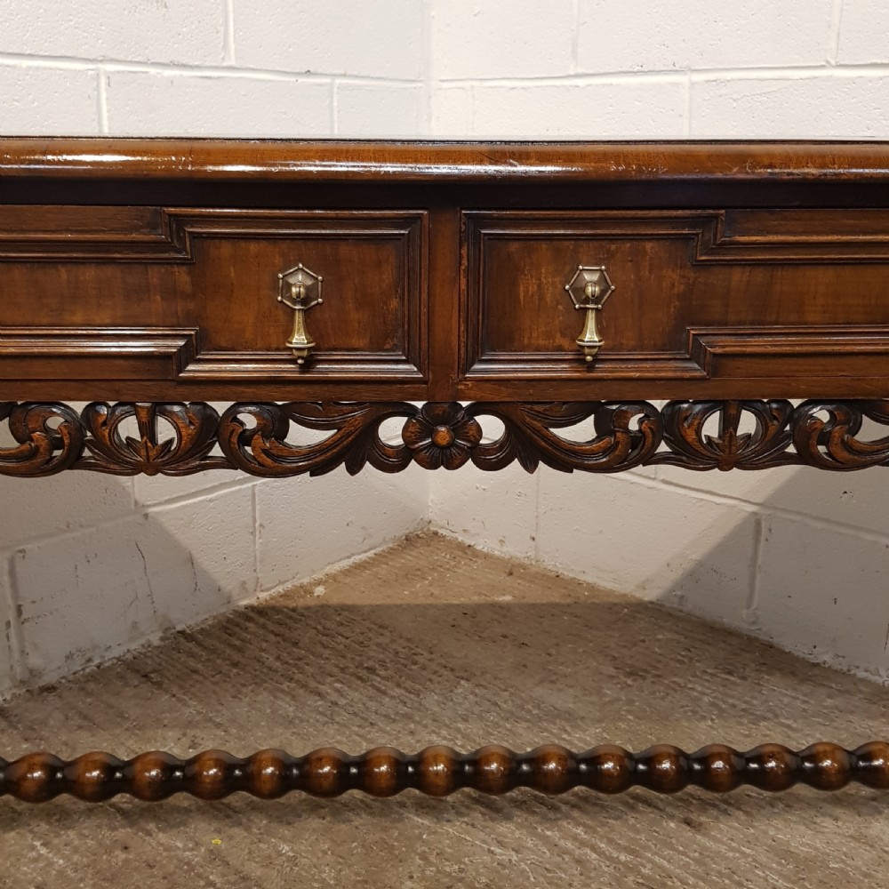ANTIQUE BURR WALNUT AND OAK CONSOLE TABLE C1920 View X