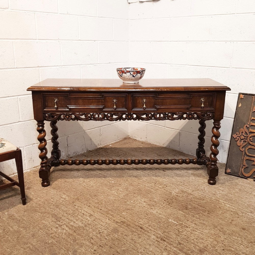 ANTIQUE BURR WALNUT AND OAK CONSOLE TABLE C1920 View XI