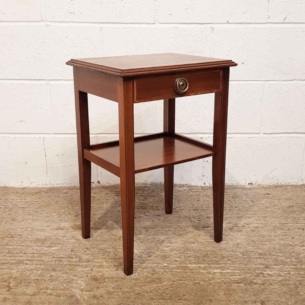 ANTIQUE PAIR EDWARDIAN MAHOGANY INLAID BEDSIDE TABLES C1900 View IV
