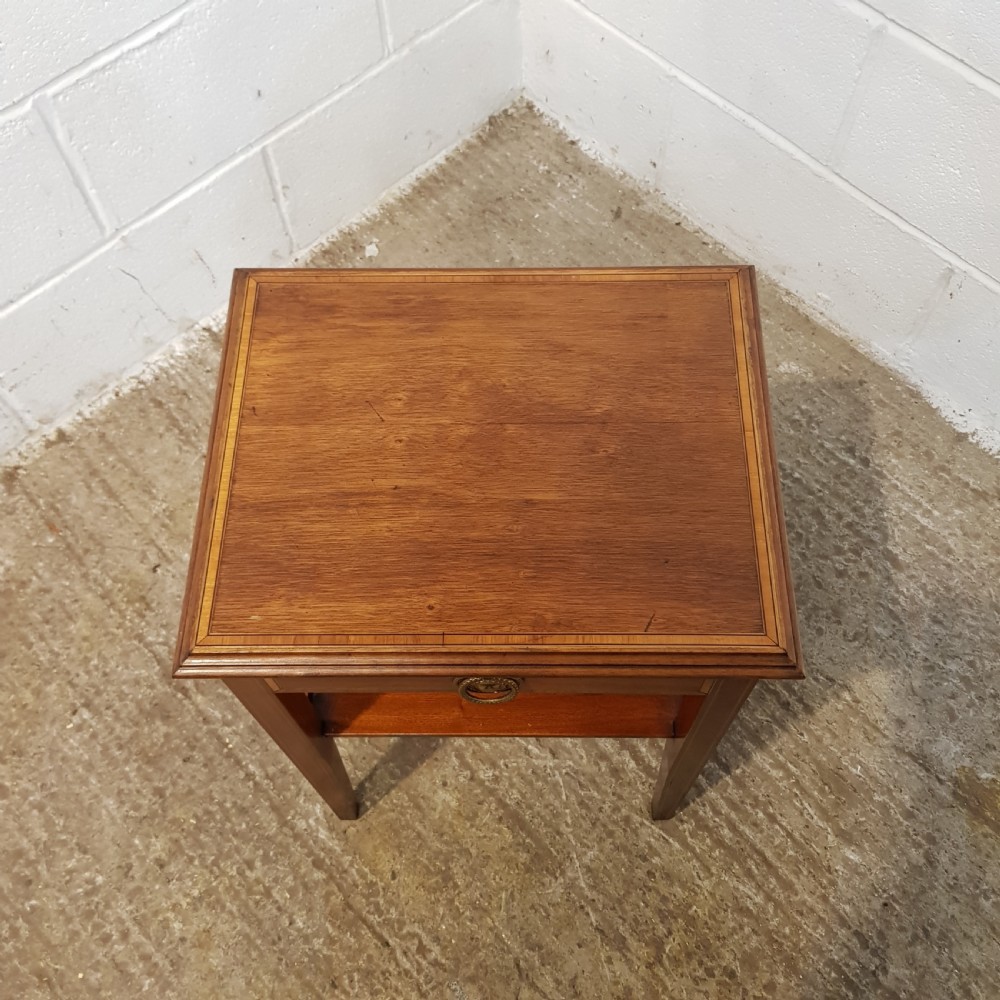 ANTIQUE PAIR EDWARDIAN MAHOGANY INLAID BEDSIDE TABLES C1900 View V