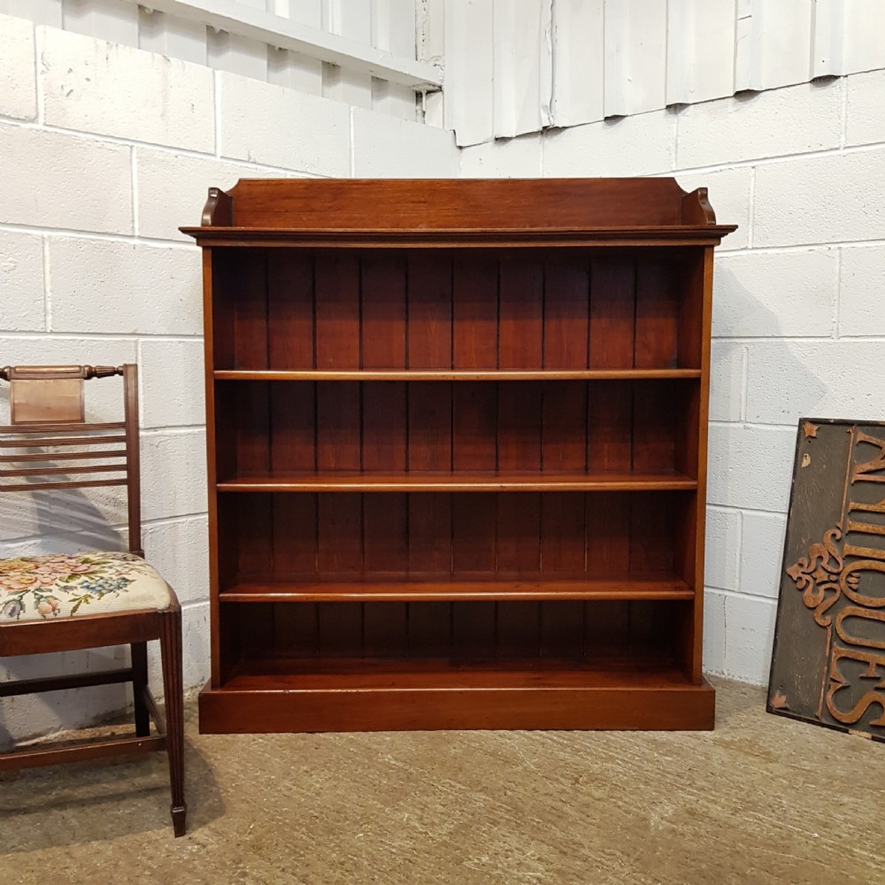 ANTIQUE VICTORIAN MAHOGANY OPEN BOOKCASE C1880