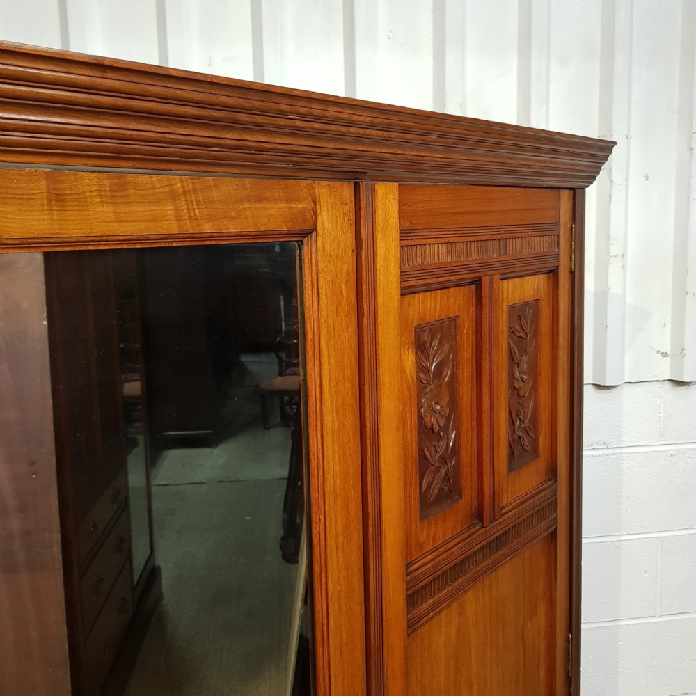 ANTIQUE LATE VICTORIAN WALNUT TRIPLE WARDROBE COMPACTUM  c1890 View V
