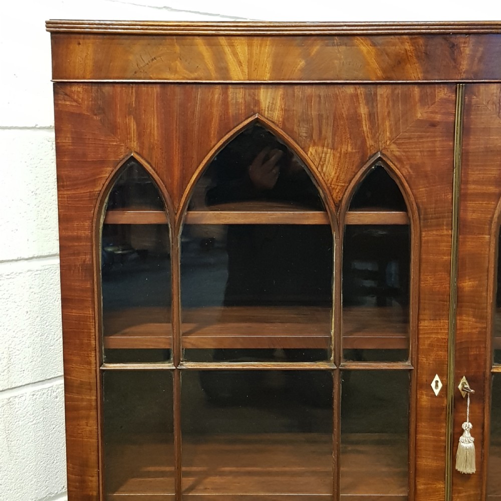 ANTIQUE EARLY VICTORIAN MAHOGANY GLAZD BOOKCASE C1850 View V
