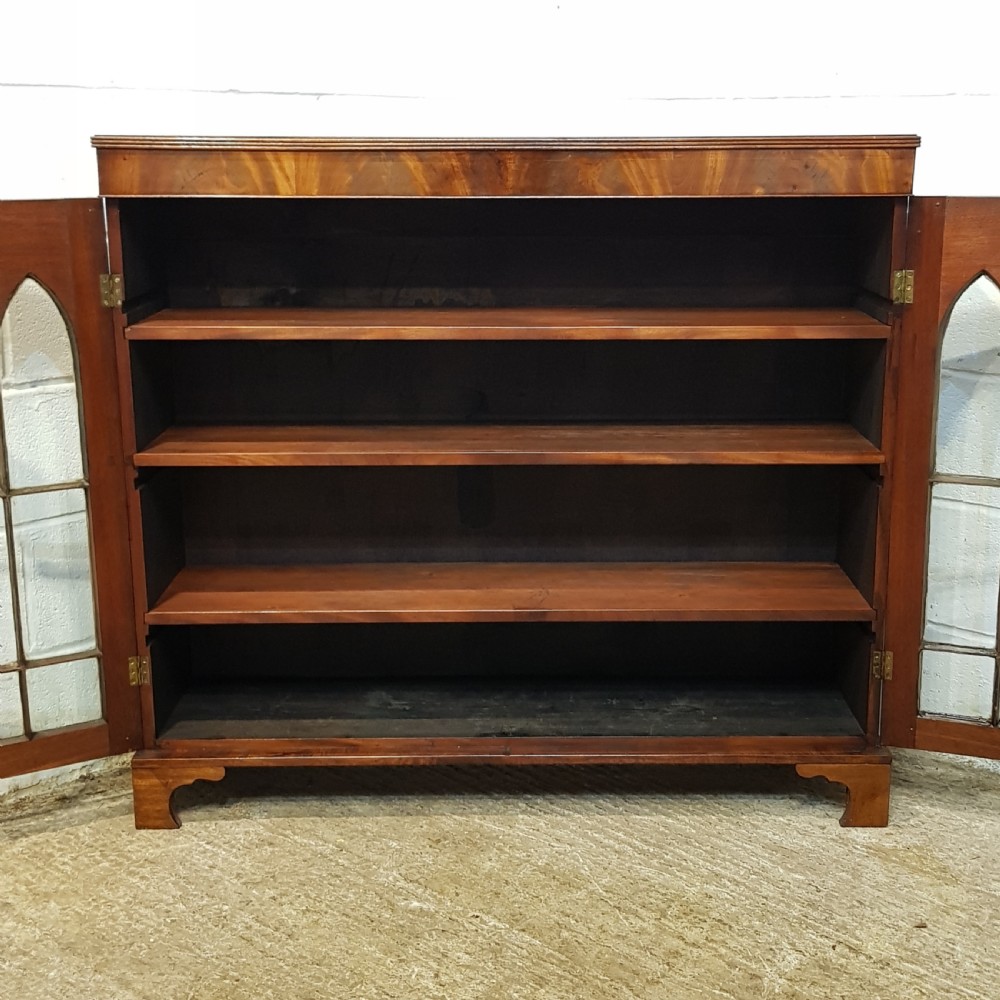 ANTIQUE EARLY VICTORIAN MAHOGANY GLAZD BOOKCASE C1850 View VII