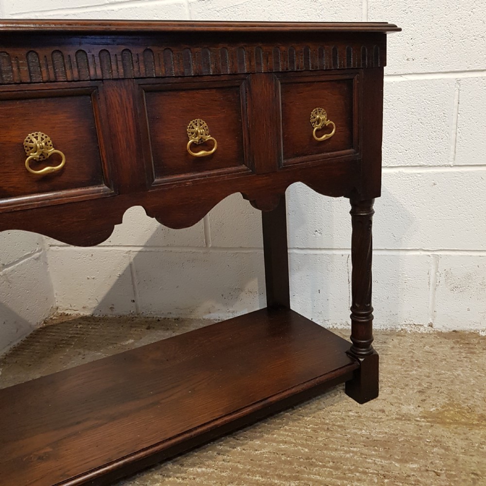 ANTIQUE OAK CONSOLE SIDE TABLE BY WARING & GILLOWS C1920 View II