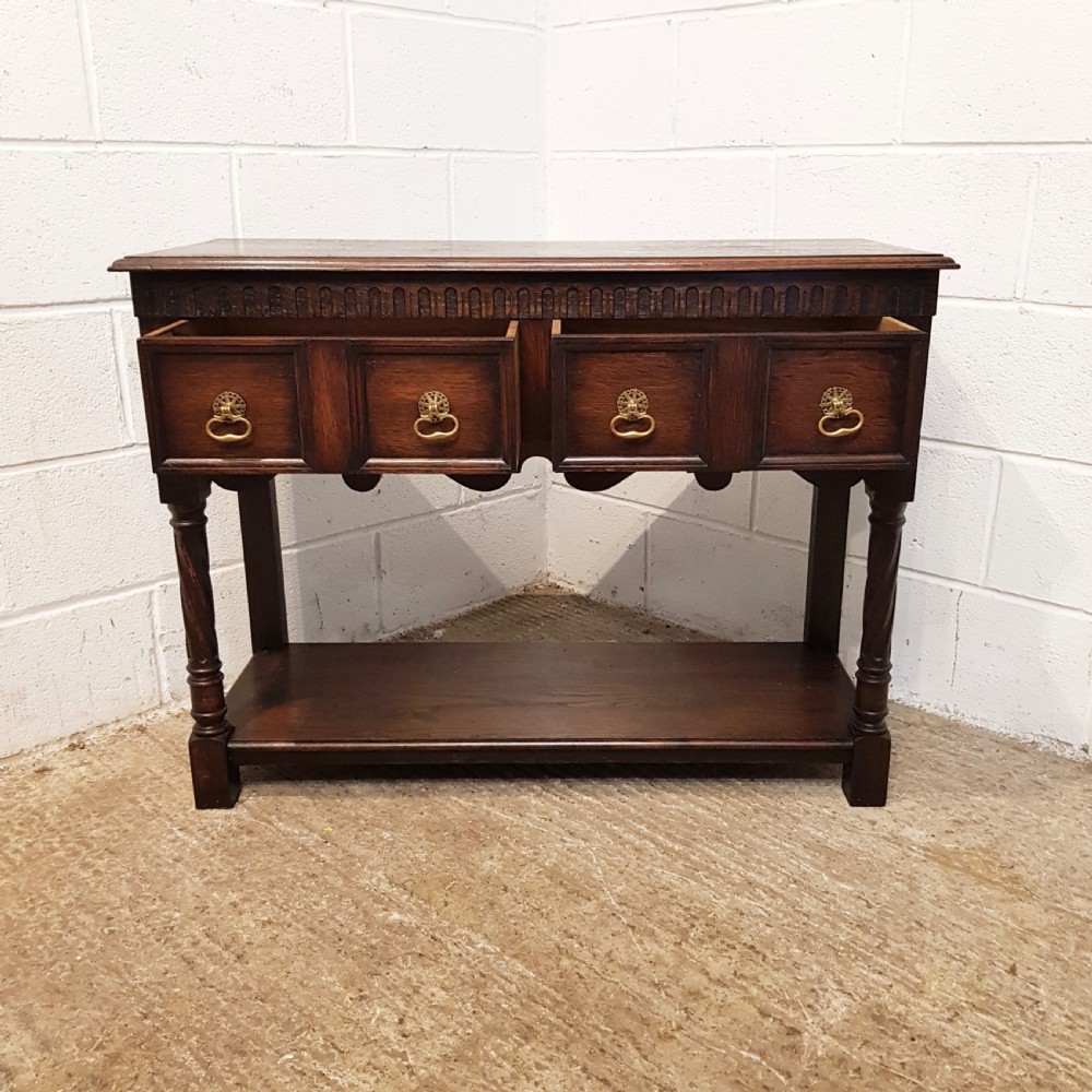 ANTIQUE OAK CONSOLE SIDE TABLE BY WARING & GILLOWS C1920 View III