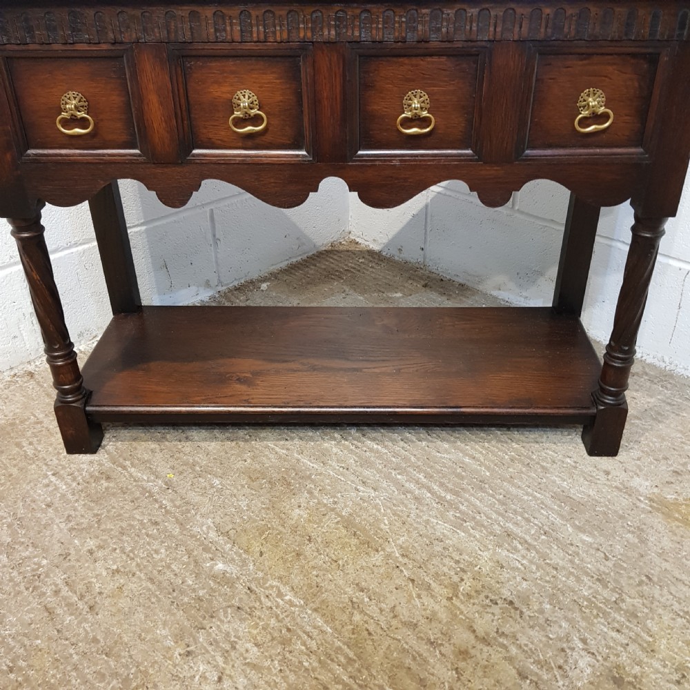 ANTIQUE OAK CONSOLE SIDE TABLE BY WARING & GILLOWS C1920 View IV