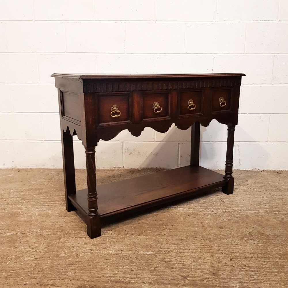 ANTIQUE OAK CONSOLE SIDE TABLE BY WARING & GILLOWS C1920 View V