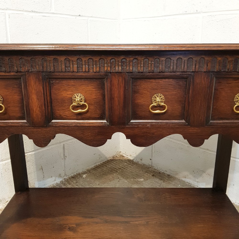 ANTIQUE OAK CONSOLE SIDE TABLE BY WARING & GILLOWS C1920 View VII