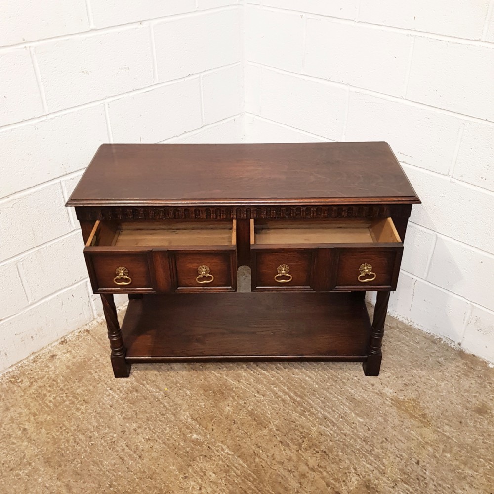ANTIQUE OAK CONSOLE SIDE TABLE BY WARING & GILLOWS C1920 View IX