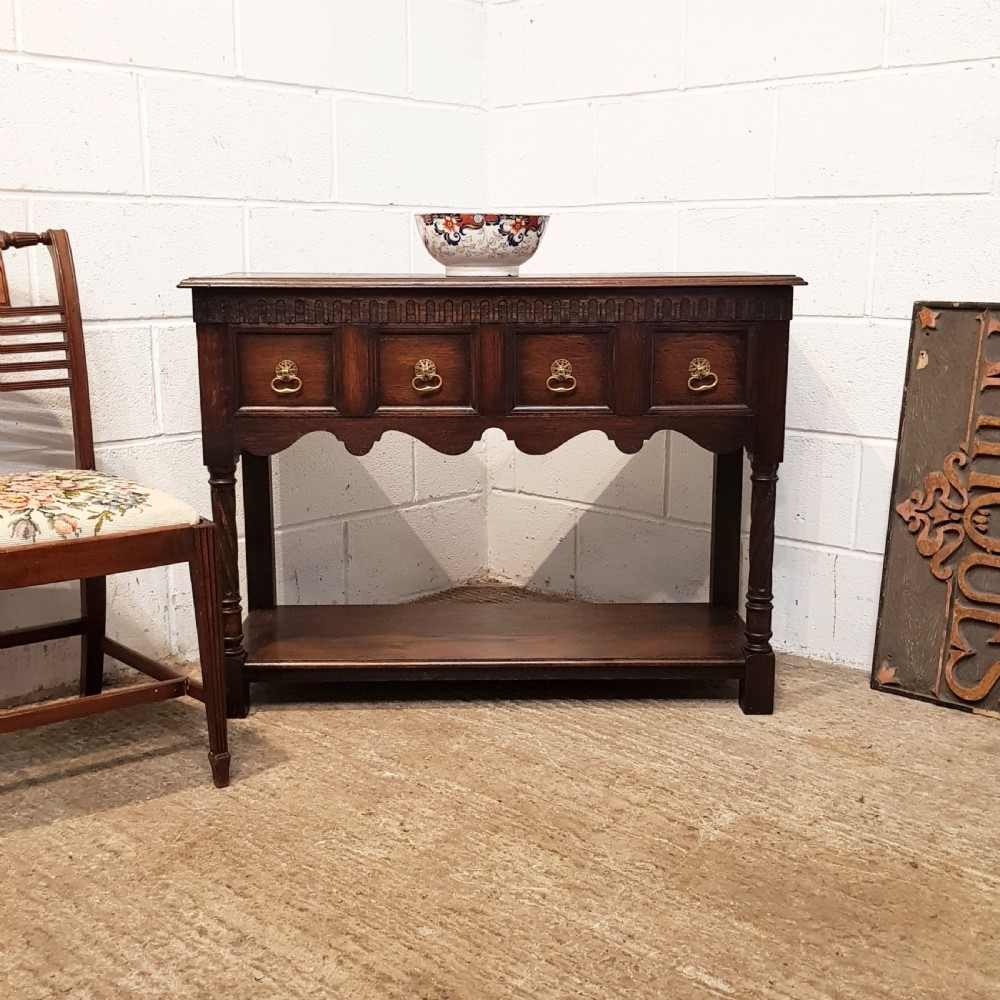 ANTIQUE OAK CONSOLE SIDE TABLE BY WARING & GILLOWS C1920 View X