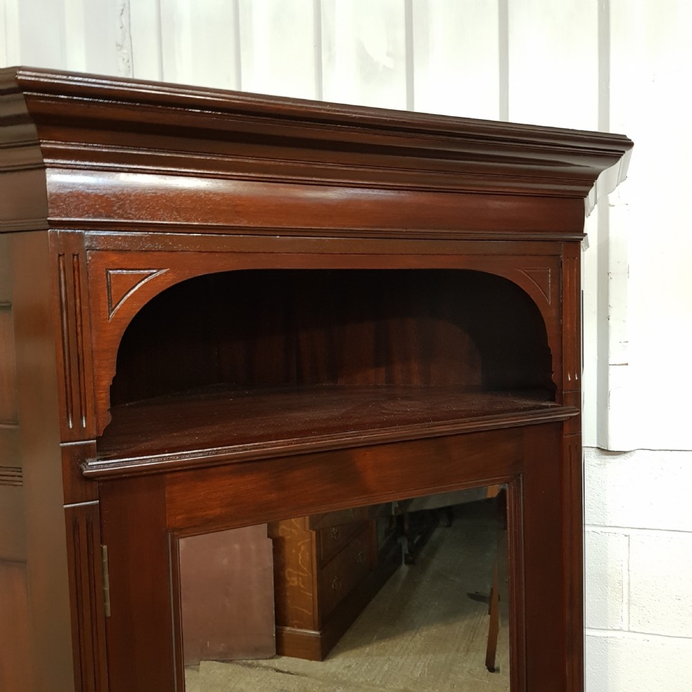 ANTIQUE PAIR ART NOUVEAU MAHOGANY CORNER WARDROBES C1890 View V