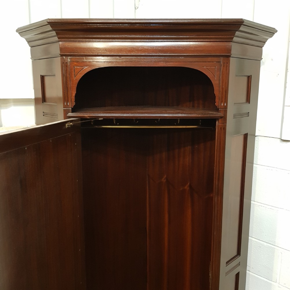 ANTIQUE PAIR ART NOUVEAU MAHOGANY CORNER WARDROBES C1890 View VII