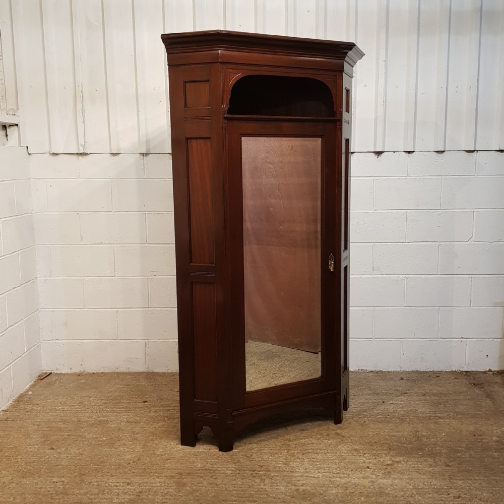 ANTIQUE PAIR ART NOUVEAU MAHOGANY CORNER WARDROBES C1890 View VIII