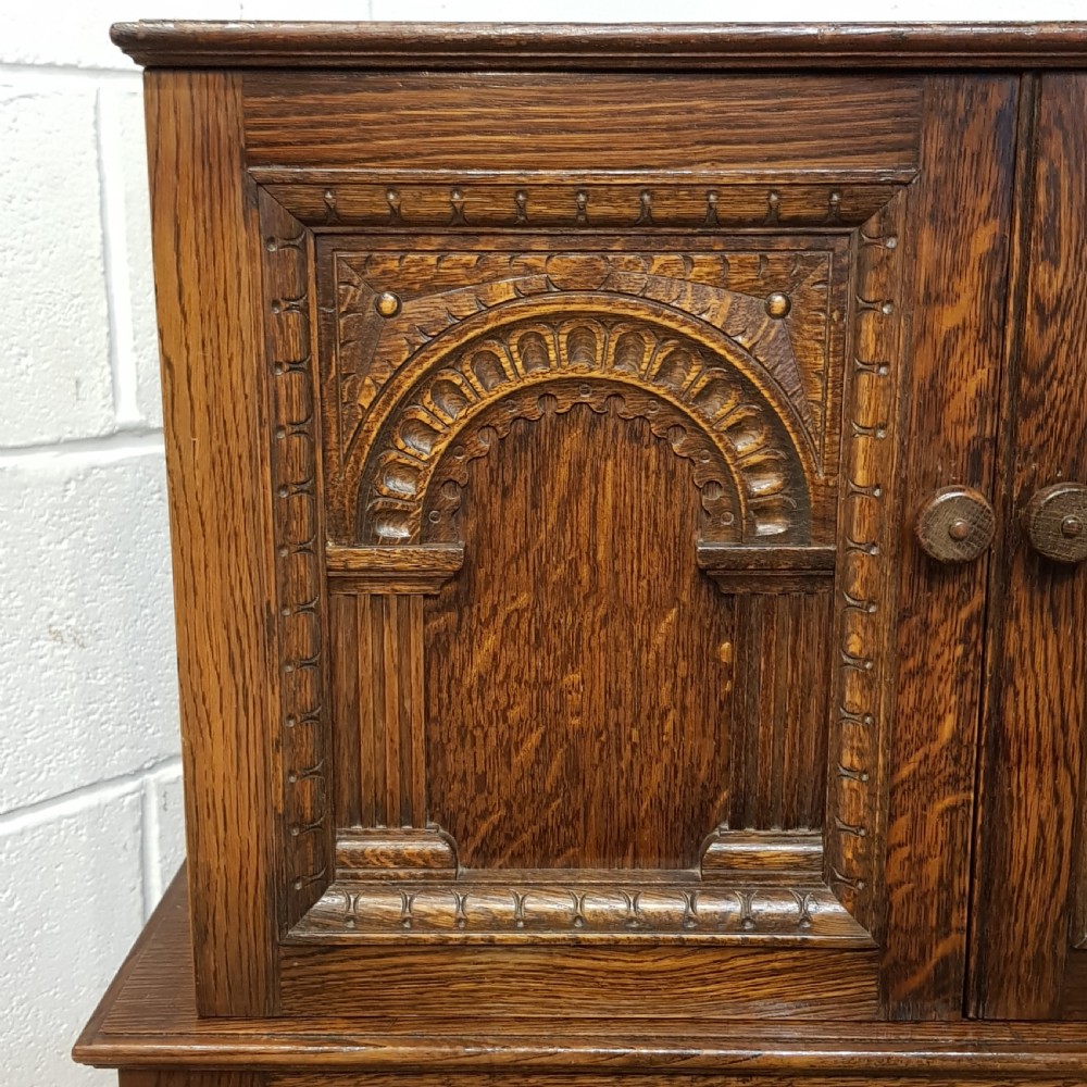 ANTIQUE CARVED OAK TALLBOY C1920 View VI
