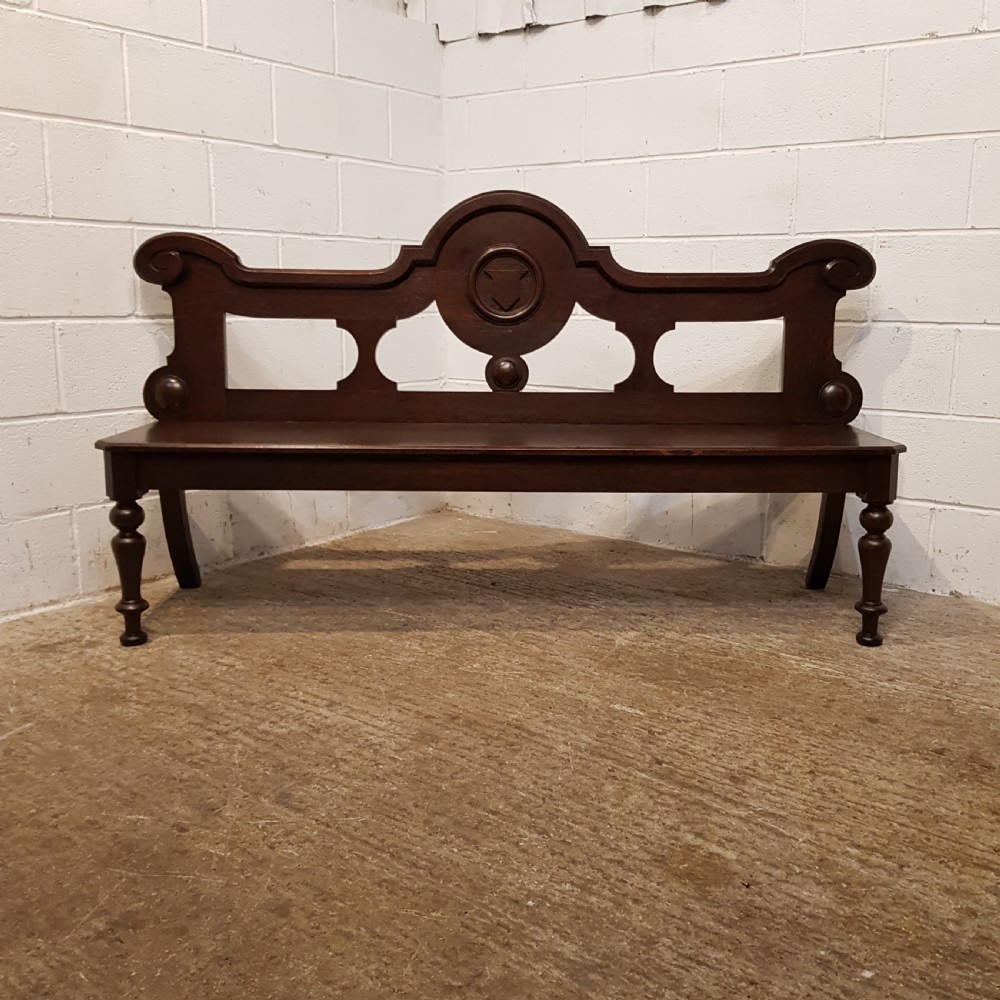 ANTIQUE VICTORIAN OAK HALL BENCH C1880 View II