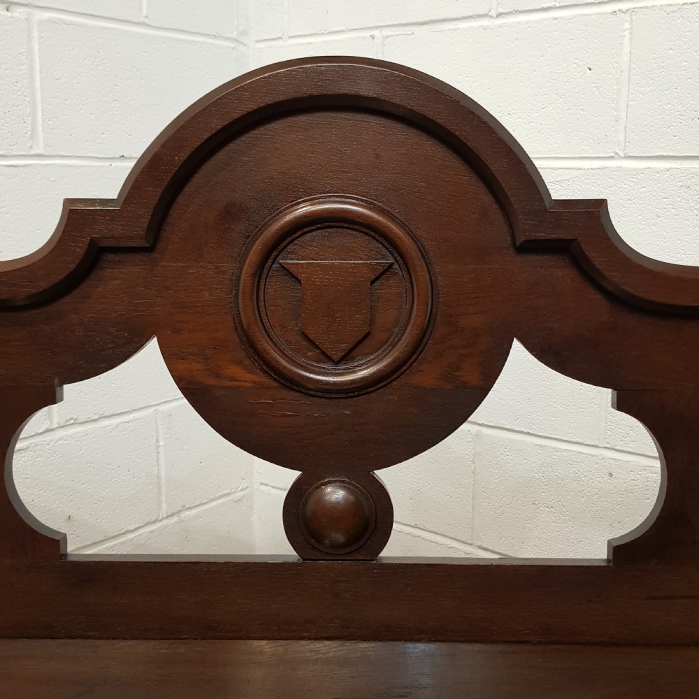 ANTIQUE VICTORIAN OAK HALL BENCH C1880 View VII