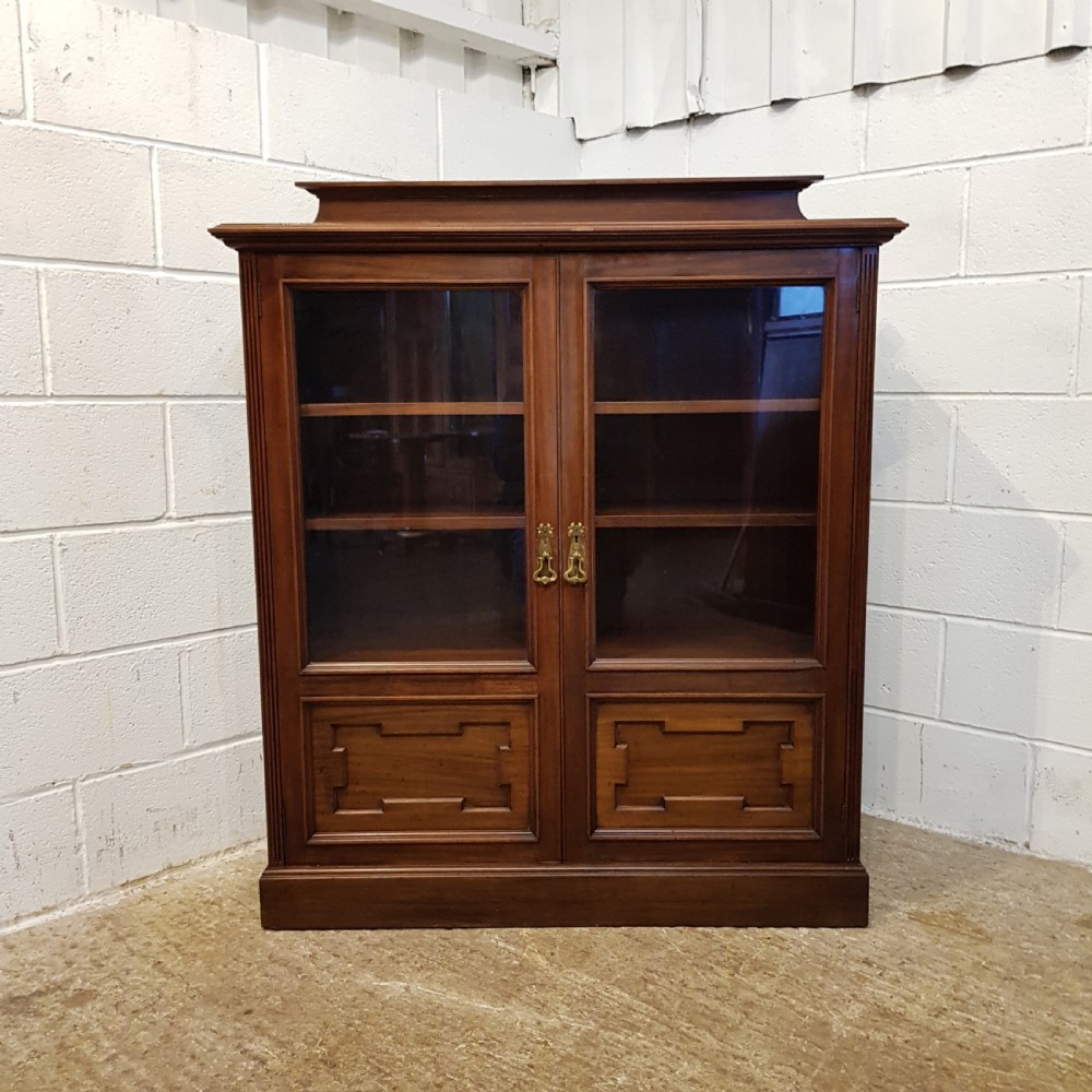 ANTIQUE LATE VICTORIAN MAHOGANY GLAZED BOOKCASE C1890 View VII