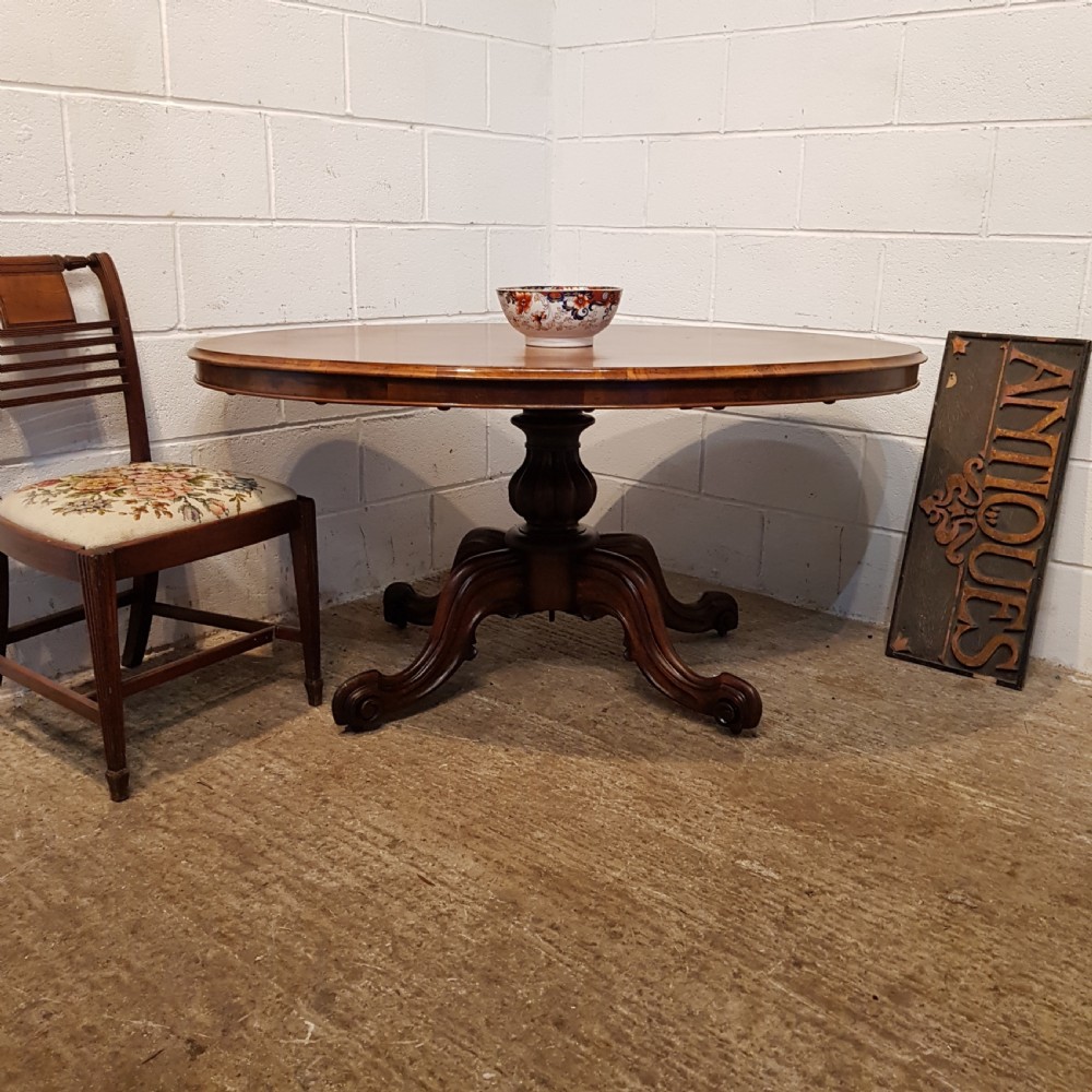 ANTIQUE VICTORIAN BURR WALNUT OVAL BREAKFAST TABLE  C1880 View III