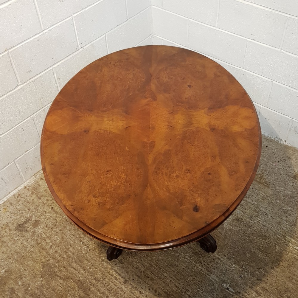 ANTIQUE VICTORIAN BURR WALNUT OVAL BREAKFAST TABLE  C1880 View IV