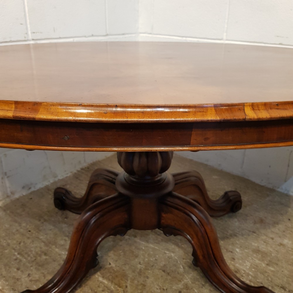 ANTIQUE VICTORIAN BURR WALNUT OVAL BREAKFAST TABLE  C1880 View VI