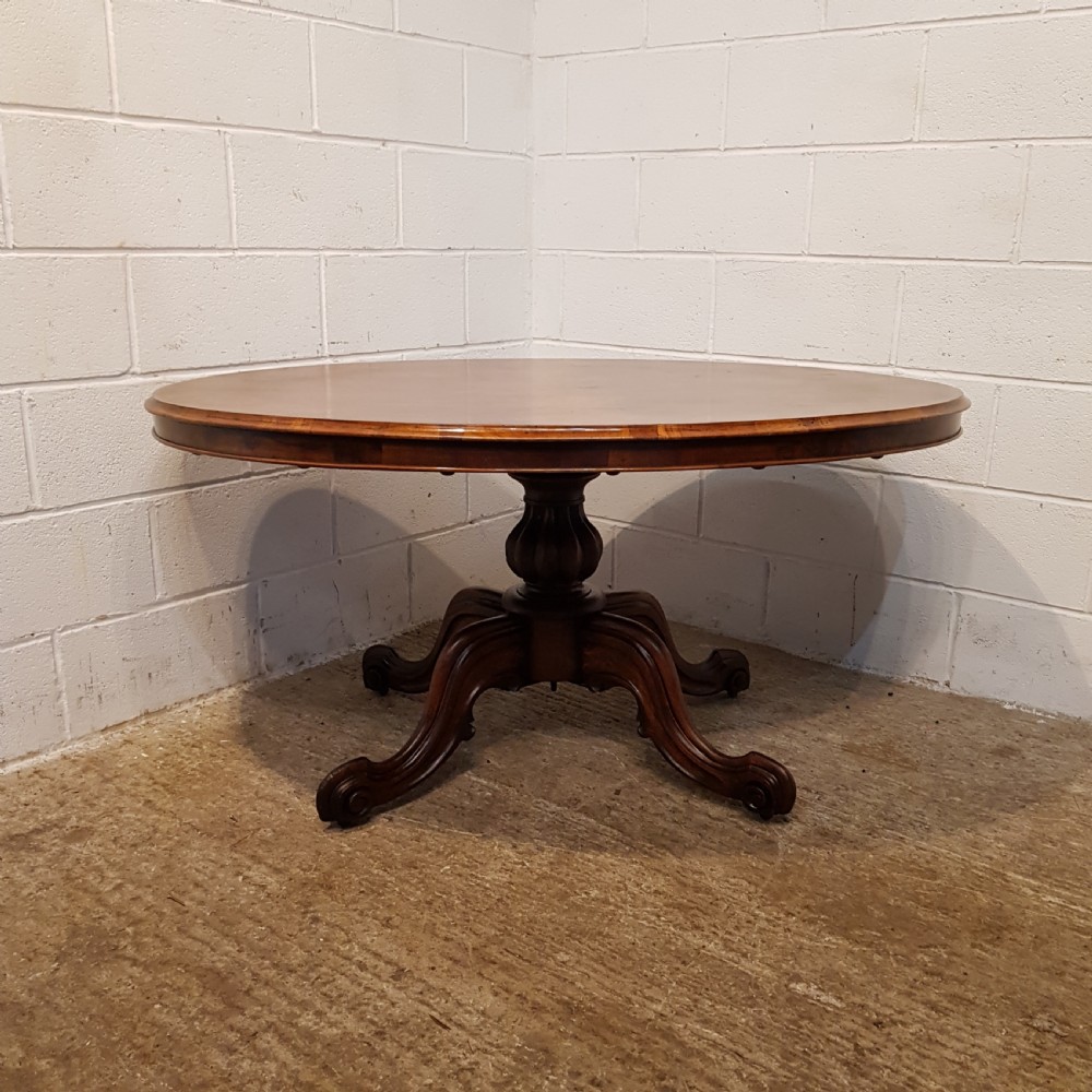 ANTIQUE VICTORIAN BURR WALNUT OVAL BREAKFAST TABLE  C1880 View VII