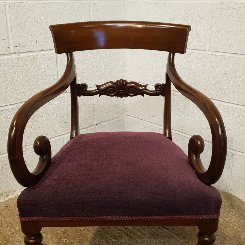 ANTIQUE PAIR WILLIAM 1V MAHOGANY ELBOW CHAIRS C1830 View II