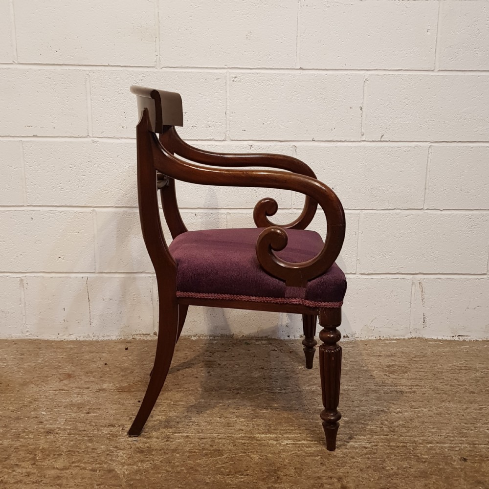 ANTIQUE PAIR WILLIAM 1V MAHOGANY ELBOW CHAIRS C1830 View V