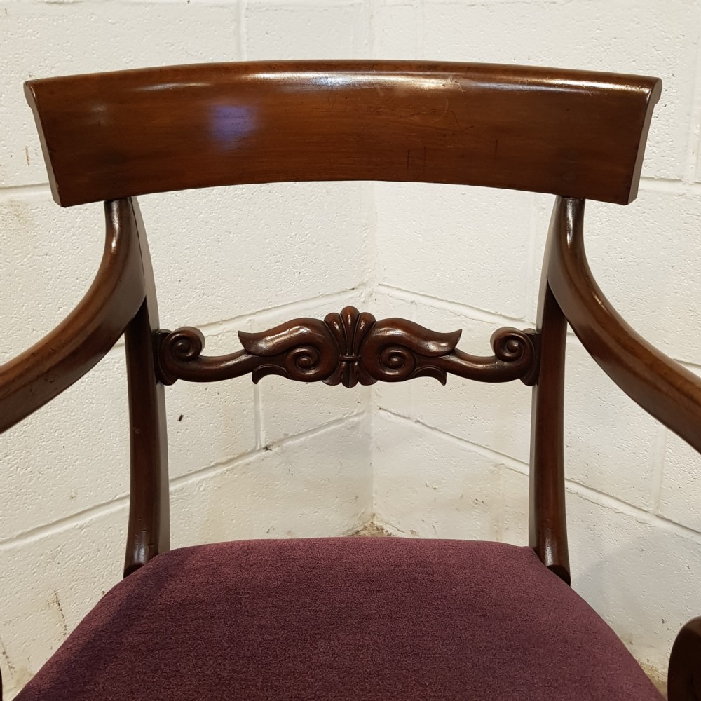 ANTIQUE PAIR WILLIAM 1V MAHOGANY ELBOW CHAIRS C1830 View VI
