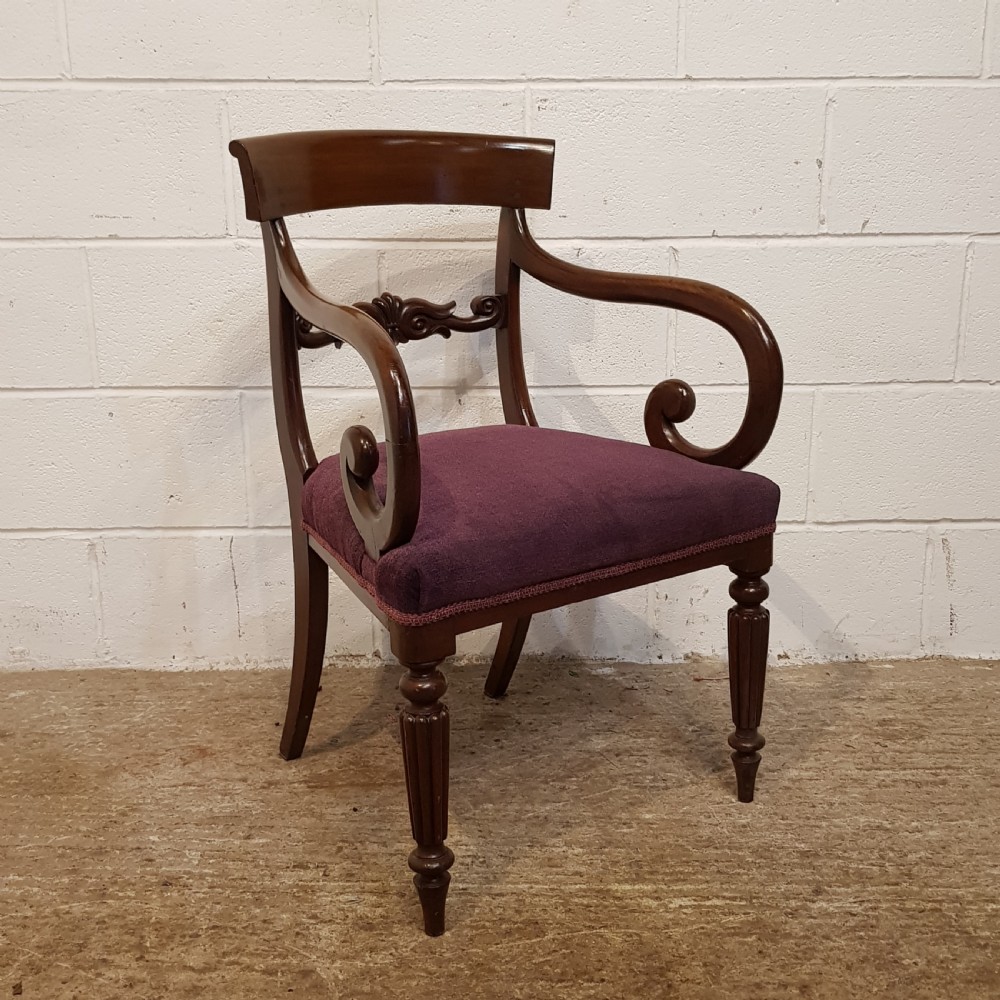 ANTIQUE PAIR WILLIAM 1V MAHOGANY ELBOW CHAIRS C1830 View VII
