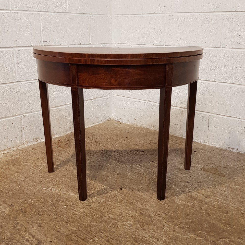 ANTIQUE REGENCY MAHOGANY DEMI LUNE FOLD OVER TABLE C1900 View IV