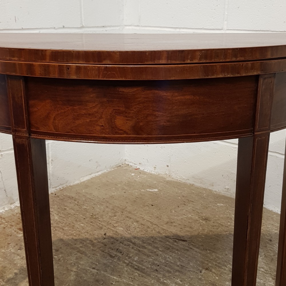 ANTIQUE REGENCY MAHOGANY DEMI LUNE FOLD OVER TABLE C1900 View VI