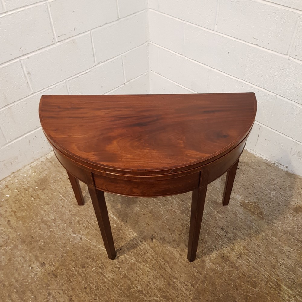 ANTIQUE REGENCY MAHOGANY DEMI LUNE FOLD OVER TABLE C1900 View VII