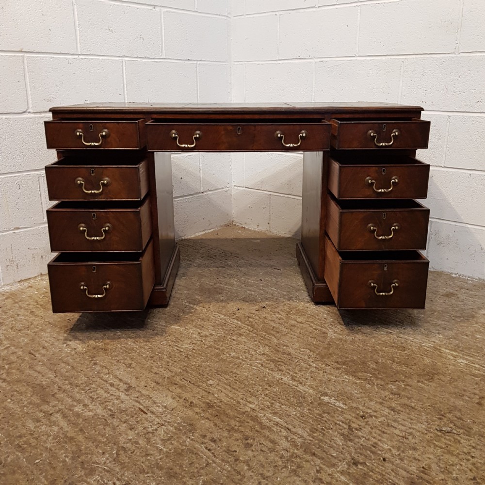 ANTIQUE EDWARDIAN MAHOGANY TWIN PEDESTAL DESK. C1900  View VIII