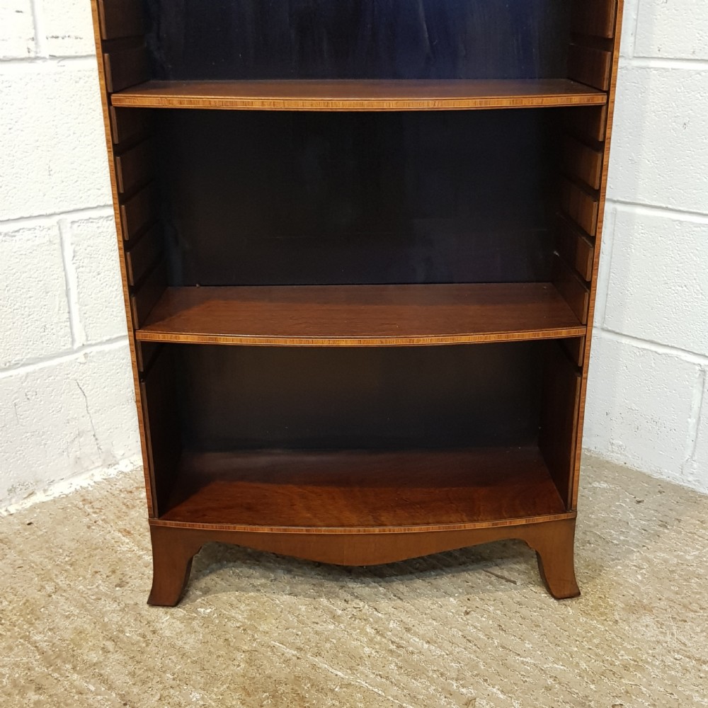 ANTIQUE TALL MAHOGANY BOW FRONT OPEN BOOKCASE C1920 View IV