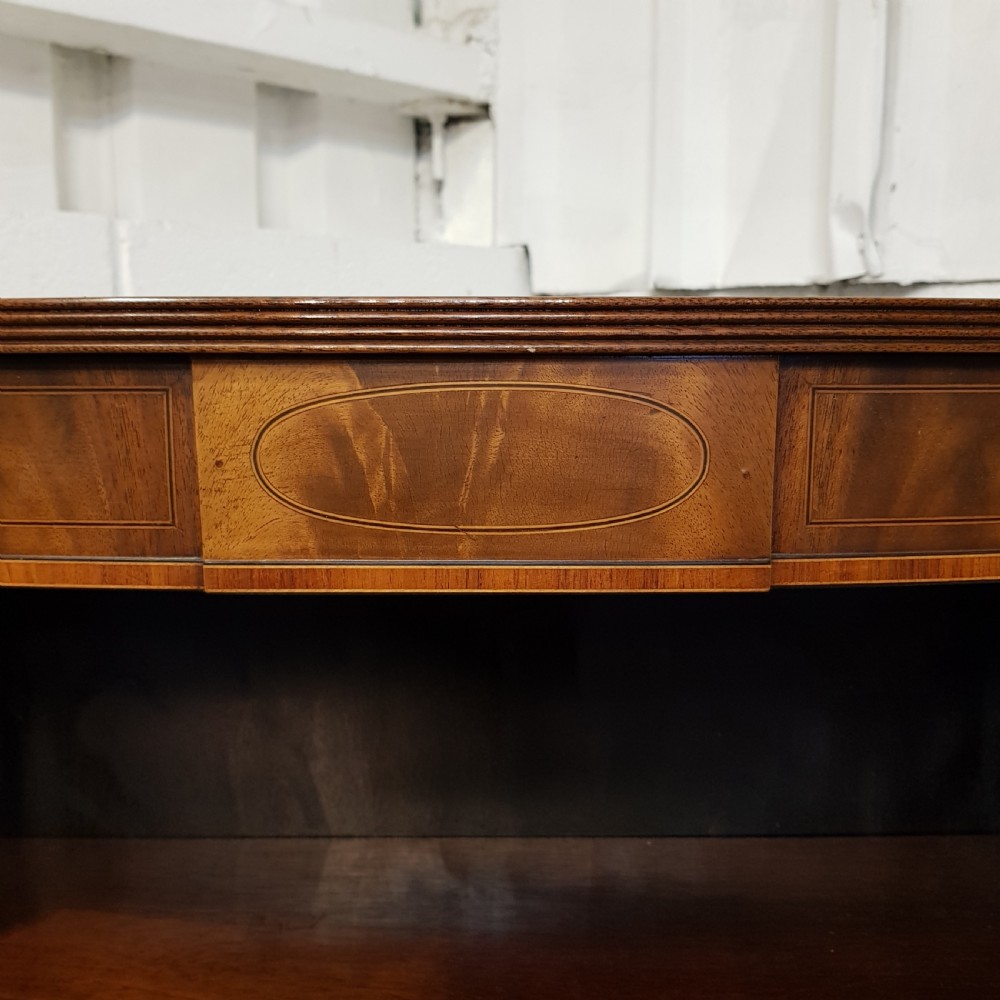 ANTIQUE TALL MAHOGANY BOW FRONT OPEN BOOKCASE C1920 View VII